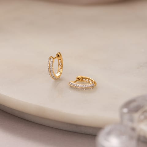 Dual Line Diamond Hoop Earrings