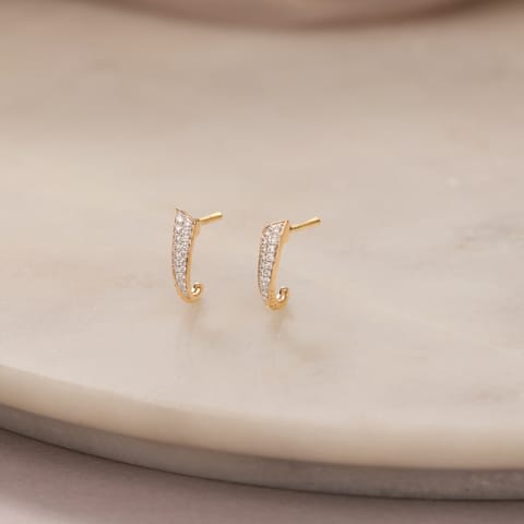 Shield Arc Diamond Hoop Earrings