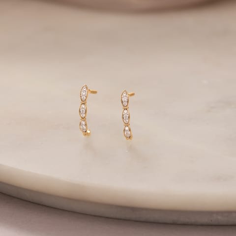 Trilogy Cluster Diamond Hoop Earrings