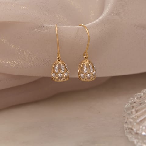 Scalloped Mesh Diamond Jhumka