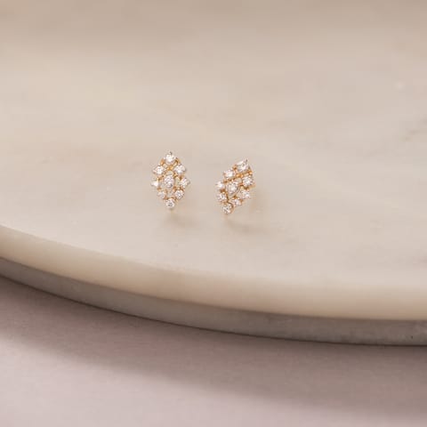 Pyramid Cluster Diamond Stud Earrings