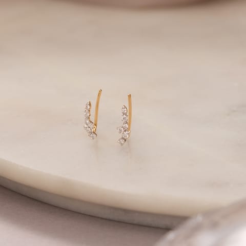 Curved Leaf Diamond Ear Cuffs