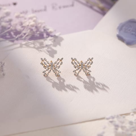 Graceful Butterfly Diamond Stud Earrings
