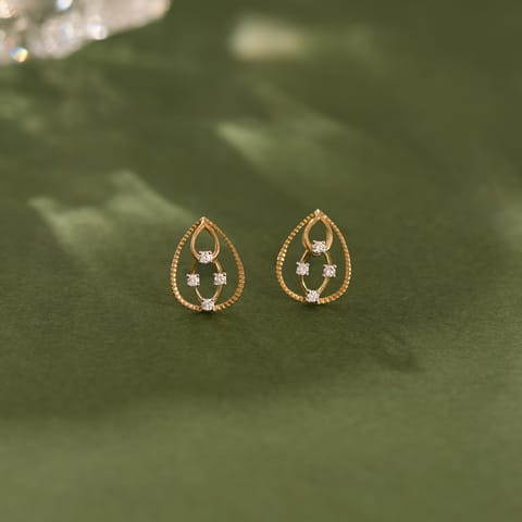 Filigree Pear Diamond Stud Earrings