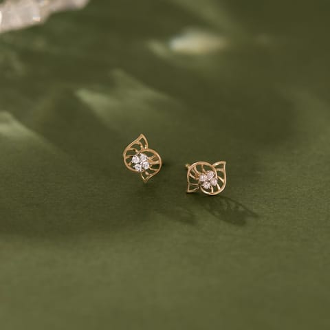 Spiral Conch Diamond Stud Earrings