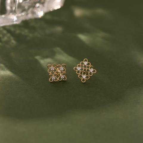 Quad Clover Diamond Stud Earrings