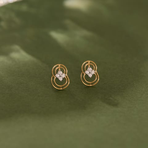Double Loop Diamond Stud Earrings