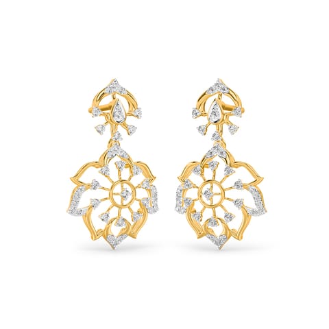 Lotus Lattice Diamond Drop Earrings