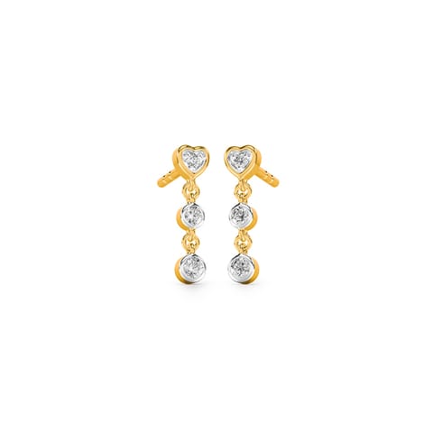 Heart to Bezel Diamond Drop Earrings Heart to Bezel Diamond Drop Earrings