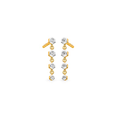 Linear Hexagon Diamond Drop Earrings Linear Hexagon Diamond Drop Earrings