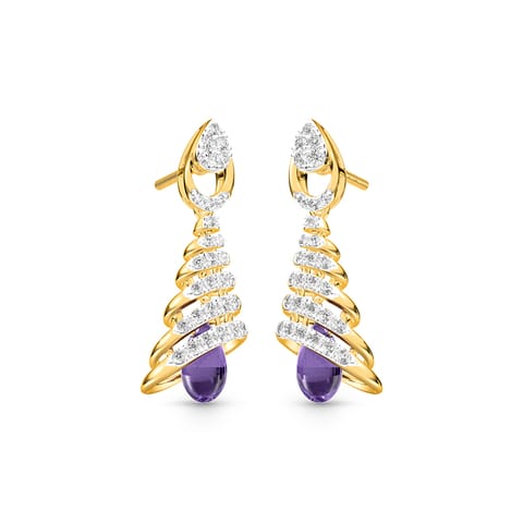 Amethyst Spiral Diamond Jhumka