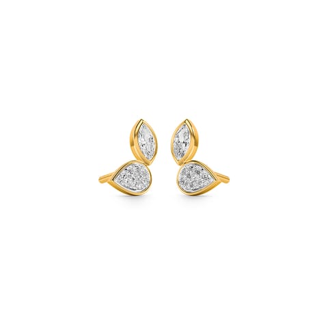 Asymmetric Petal Diamond Stud Earrings