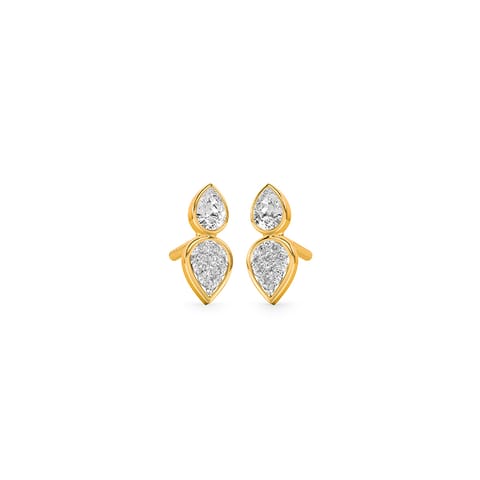 Gilded Leaf Diamond Stud Earrings