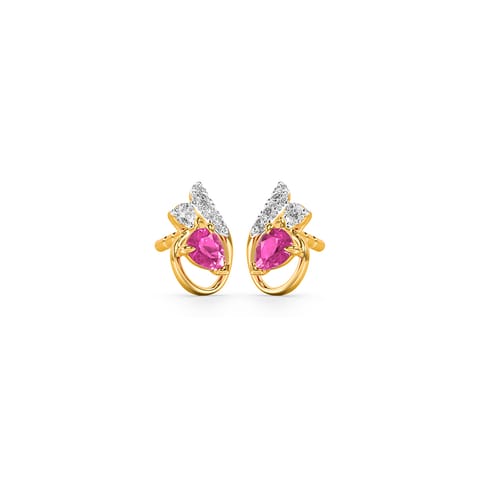Ribbon Loop Gemstone Stud Earrings Ribbon Loop Gemstone Stud Earrings