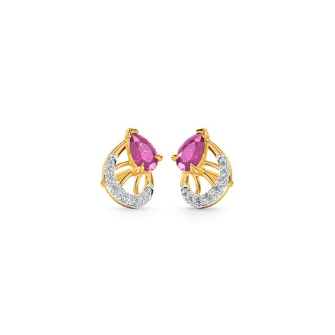 Crescent Halo Gemstone Stud Earrings Crescent Halo Gemstone Stud Earrings