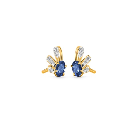 Sapphire Ribbon Gemstone Stud Earrings