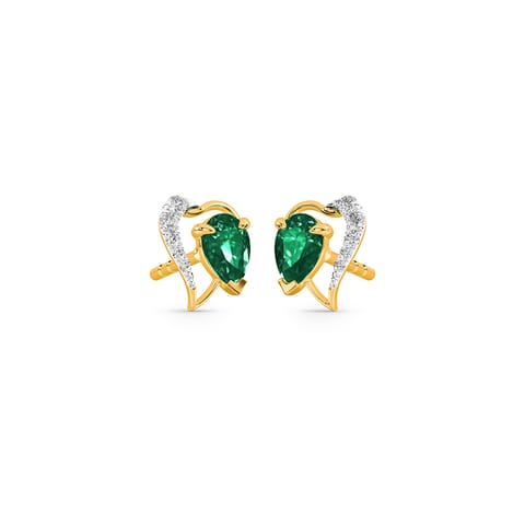 Leaf Sweep Gemstone Stud Earrings