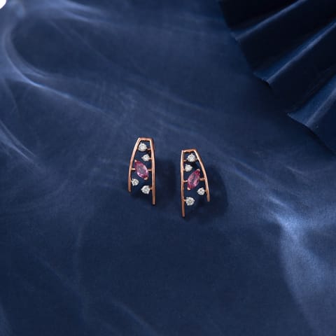 Scattered Arc Gemstone Stud Earrings