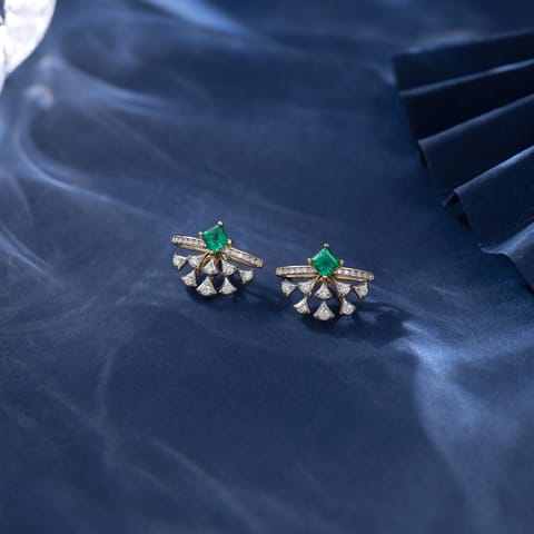 Verdant Fan Gemstone Stud Earrings Verdant Fan Gemstone Stud Earrings