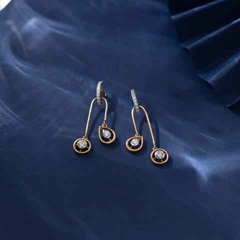 Geometric Twin Diamond Drop Earrings