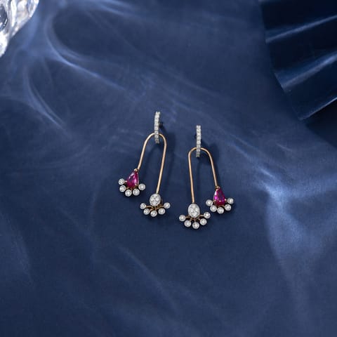 Twin Fan Gemstone Drop Earrings Twin Fan Gemstone Drop Earrings