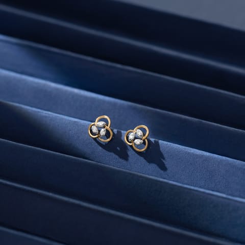 Trinity Beam Diamond Stud Earrings