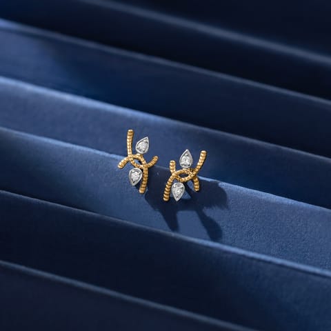 Crossover Pear Diamond Stud Earrings