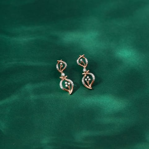 Leaflet Gleam Diamond Drop Earrings