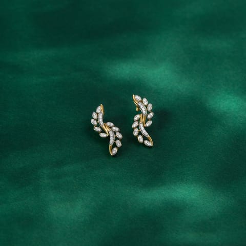 Shimmering Wave Diamond Stud Earrings