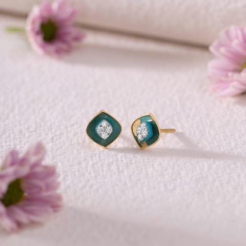 Teal Impression Diamond Stud Earrings Teal Impression Diamond Stud Earrings