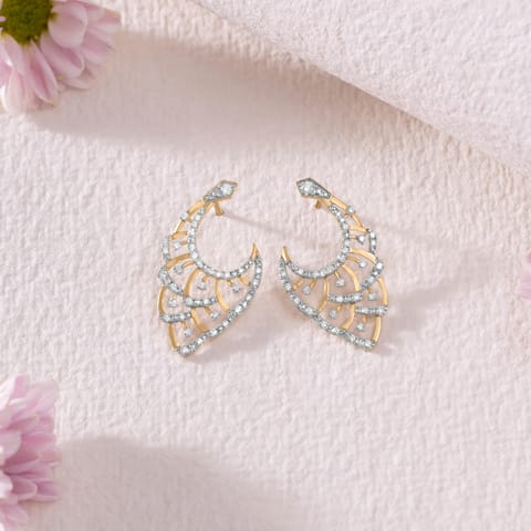 Mesh Feather Diamond Stud Earrings Mesh Feather Diamond Stud Earrings