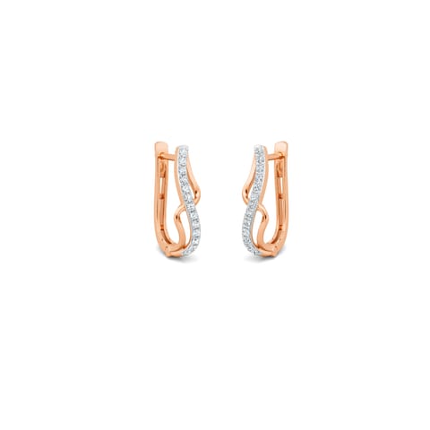 Wave Spark Diamond Hoop Earrings