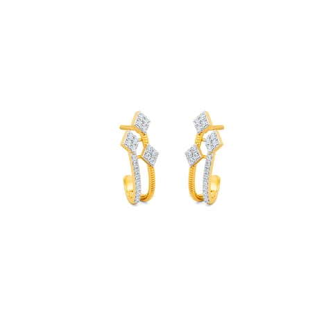 Rhombus Bypass Diamond Hoop Earrings Rhombus Bypass Diamond Hoop Earrings