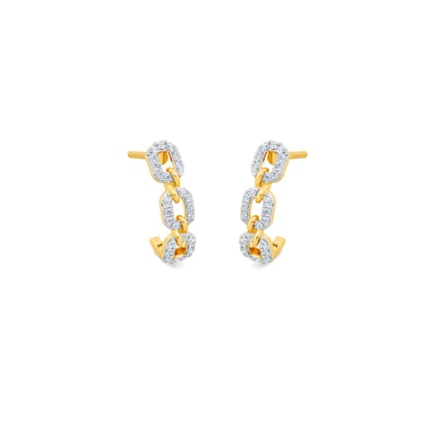 Elongated Link Diamond Hoop Earrings Elongated Link Diamond Hoop Earrings