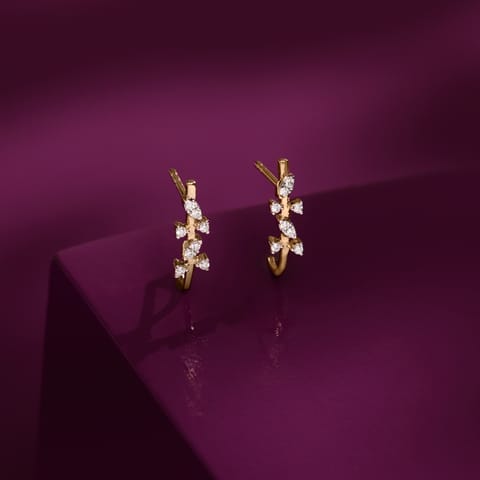 Asymmetric Sparkle Diamond Hoop Earrings