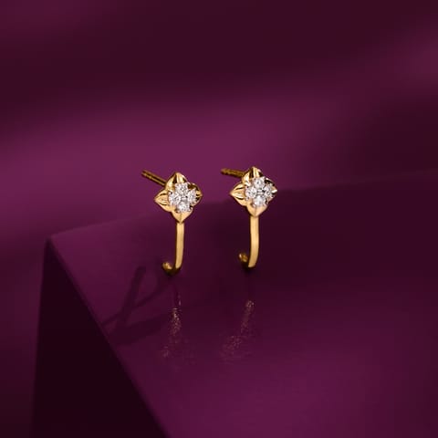 Quadra Petal Diamond Hoop Earrings