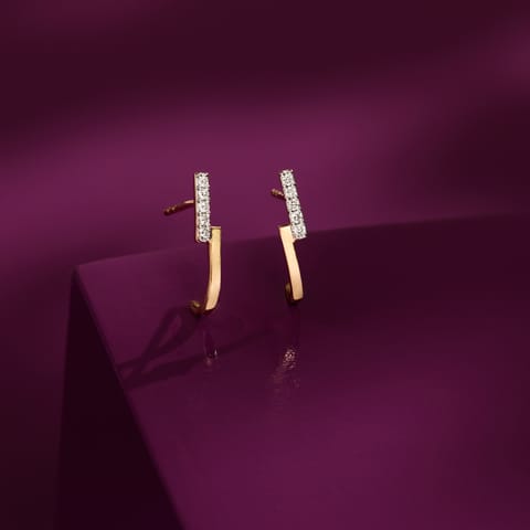 Parallel Rays Diamond Hoop Earrings