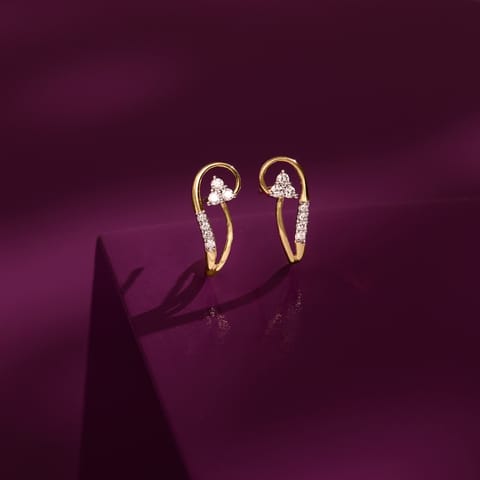 Dainty Curve Diamond Hoop Earrings Dainty Curve Diamond Hoop Earrings