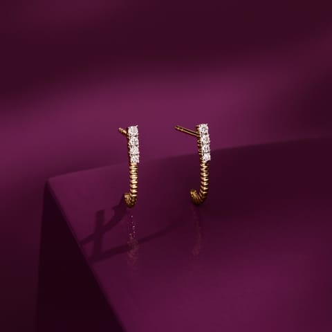 Ribbed Diamond Hoop Earrings