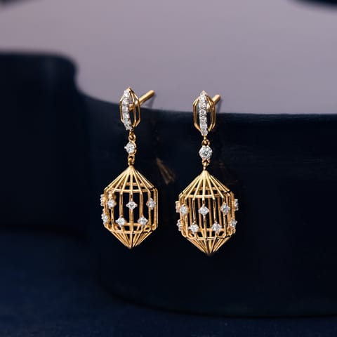 Hexagoal Diamond Drop Earrings