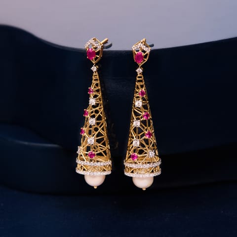 Slender Gemstone Jhumkas Slender Gemstone Jhumkas