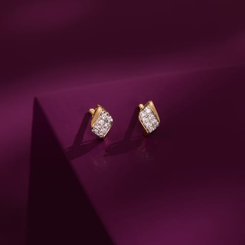 Curved Leaf Diamond Stud Earrings