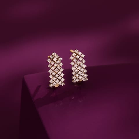 Checkered Diamond Hoop Earrings