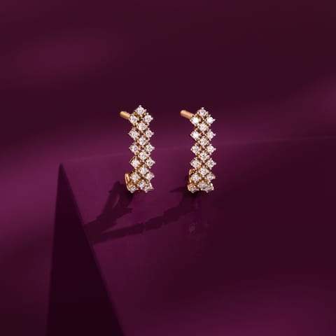 Mini Checkered Diamond Hoop Earrings