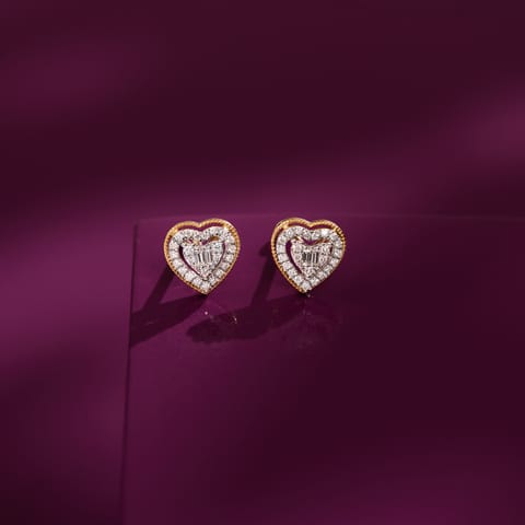 Ornate heart Diamond Stud Earrings Ornate heart Diamond Stud Earrings