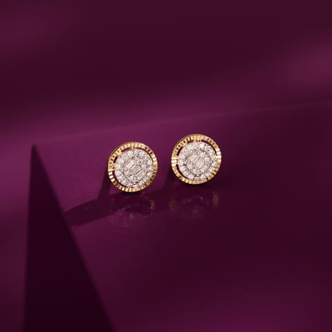 Circled Composite Diamond Stud Earrings