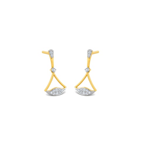 Tiny Trident Diamond Drop Earrings