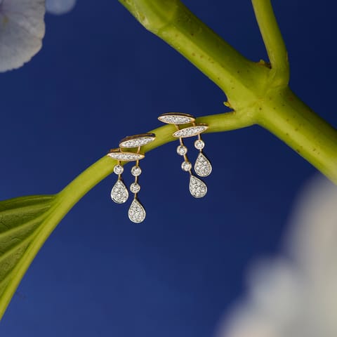 Swaying Pear Diamond Drop Earrings