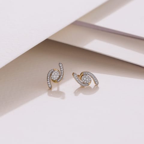 Dazzling Swirl Diamond Stud Earrings