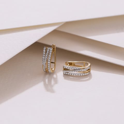 Crossover Spark Diamond Hoop Earrings Crossover Spark Diamond Hoop Earrings